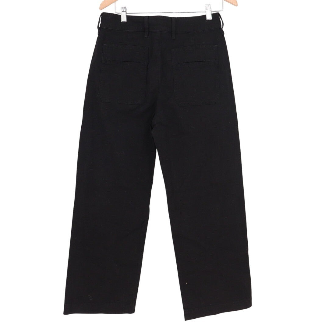 American Giant Womens Black Wide Leg Cropped Pants Made in USA Size 8