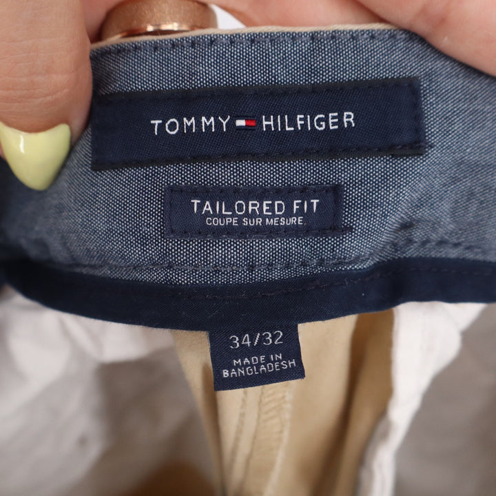 Tommy Hilfiger Mens Tailored Fit Chino Pants Tan Khaki 34x32 Cotton Stretch