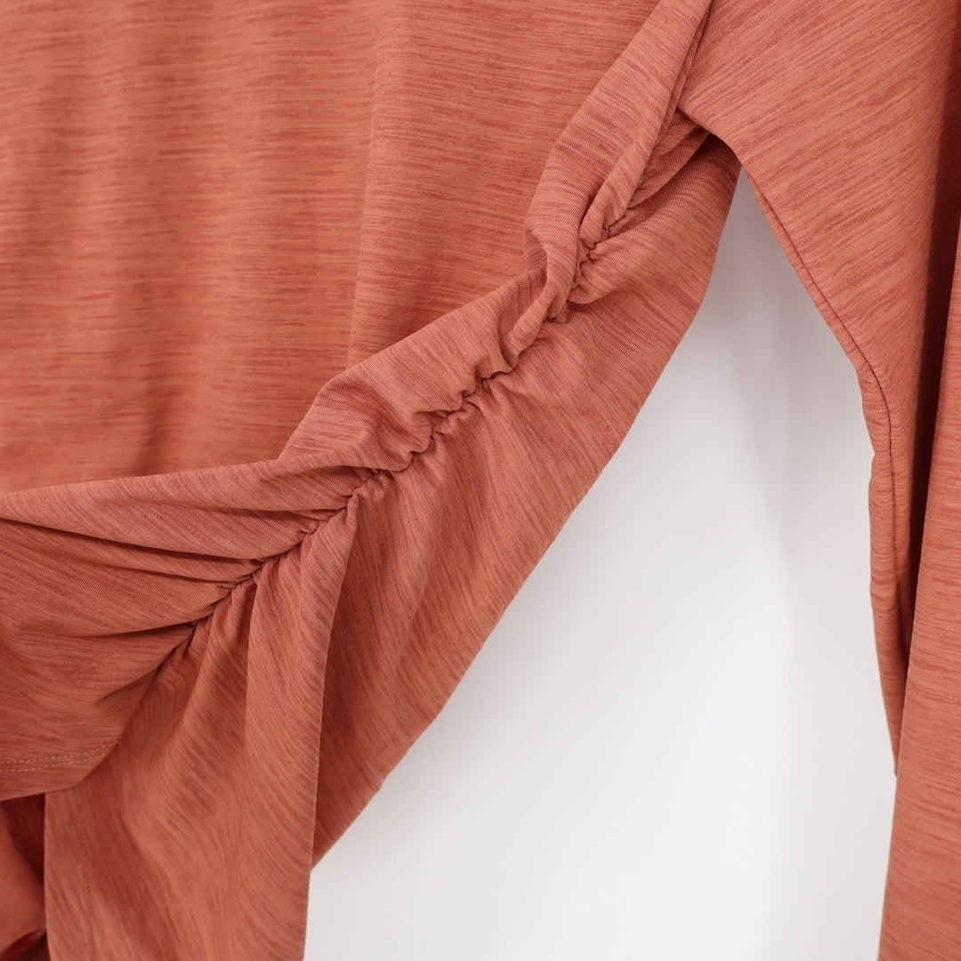 CALIA Womens Tissue Texture Long Sleeve Crew Neck Top Dark Orange XS