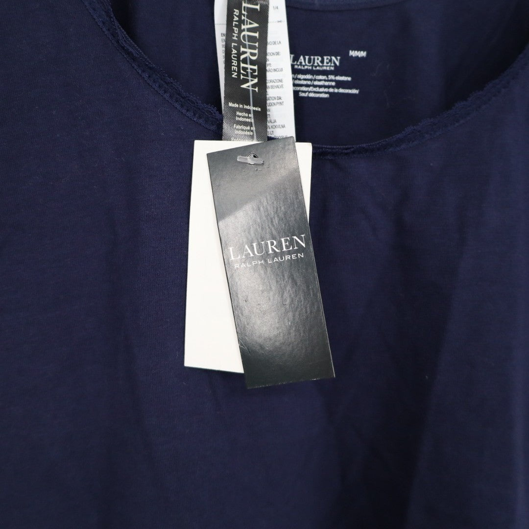 Lauren Ralph Lauren Camisole Top Womens Medium Navy Stretch Scoop Neck Pullover