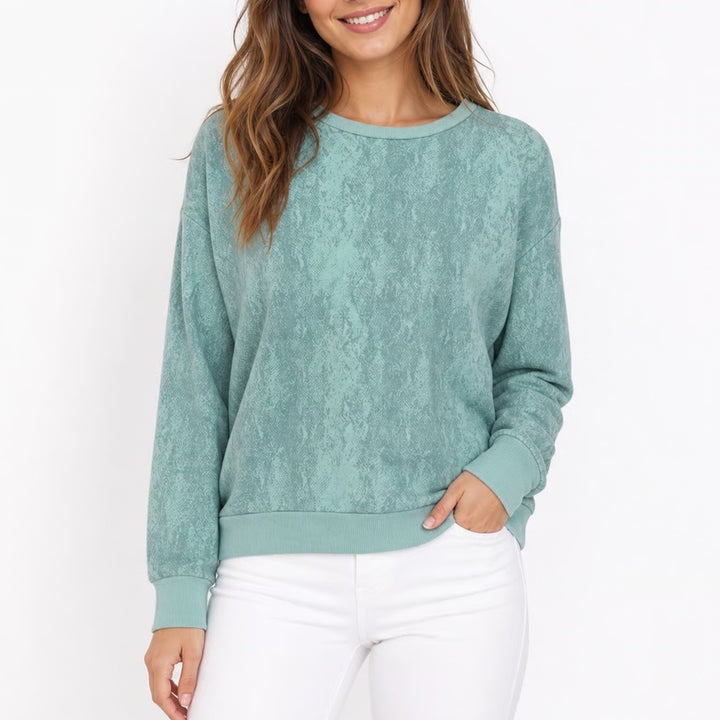 Mondetta Womens XS Mint Green Snakeskin Print Pullover Sweatshirt Crew Neck
