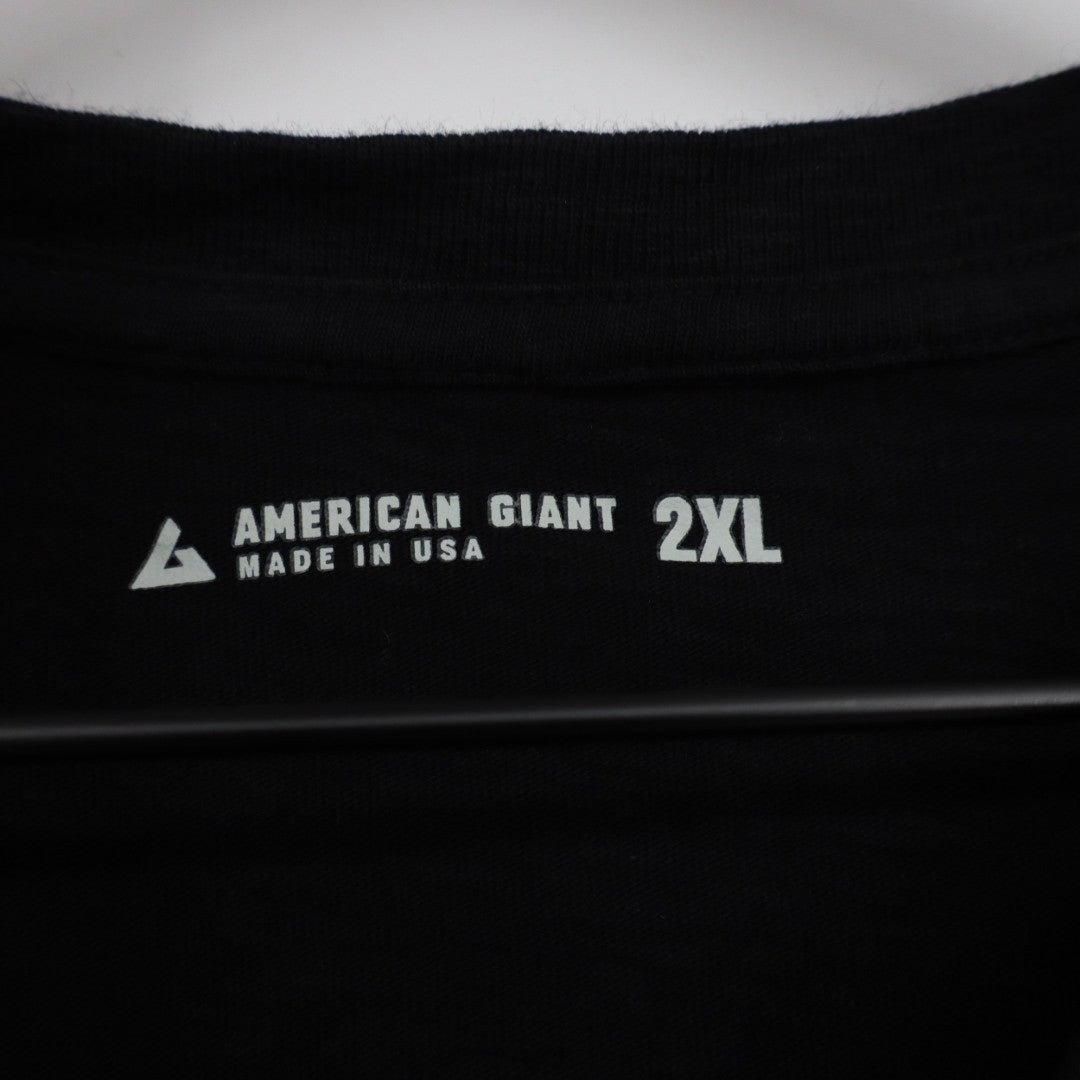 American Giant Black V Neck T Shirt Mens XXL Made in USA Cotton Short Sleeve