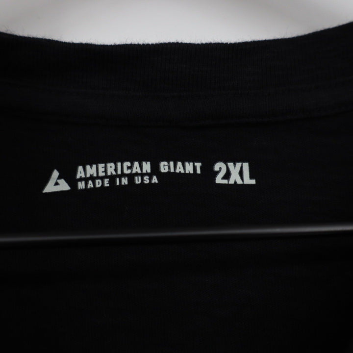 American Giant Black V Neck T Shirt Mens XXL Made in USA Cotton Short Sleeve