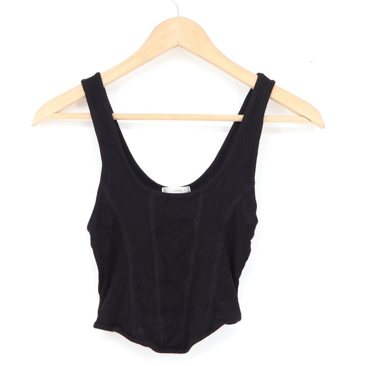 Bozzolo Black Ribbed Corset Style Crop Tank Top Small