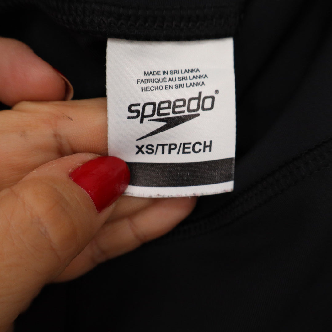 Speedo Women's High Waisted Mesh Panel Activewear Leggings Black XS