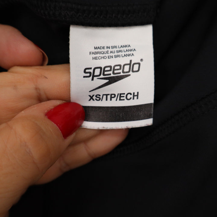 Speedo Women's High Waisted Mesh Panel Activewear Leggings Black XS