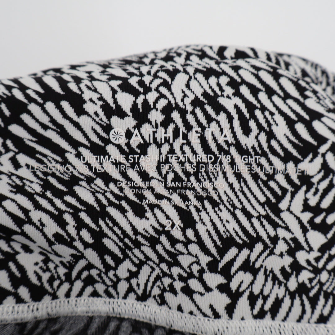Athleta Ultimate Stash II Textured 7/8 Tight Leggings Black White Plus 2X SSA088