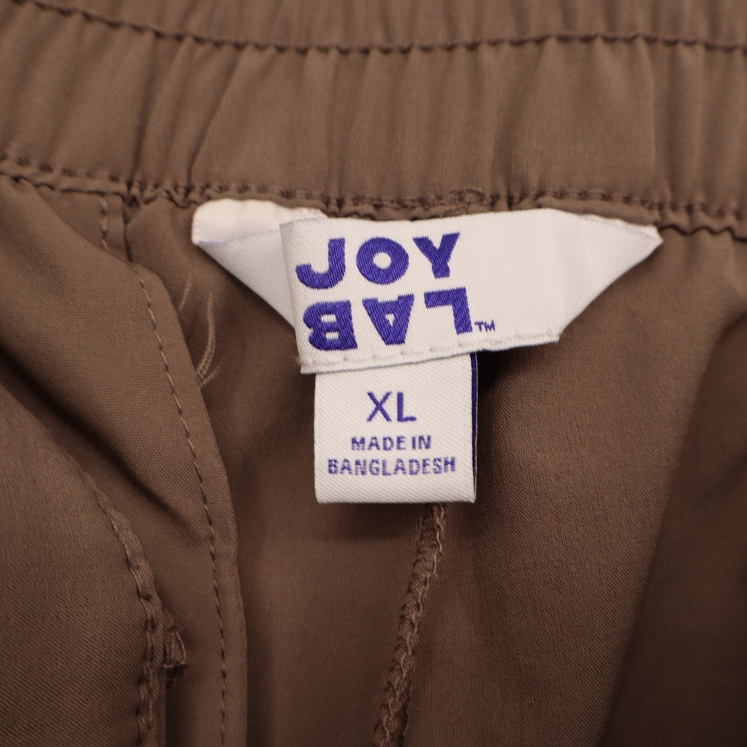 Joy Lab Cargo Pants Womens XL Brown Cinch Hem Woven Elastic Waist High Rise