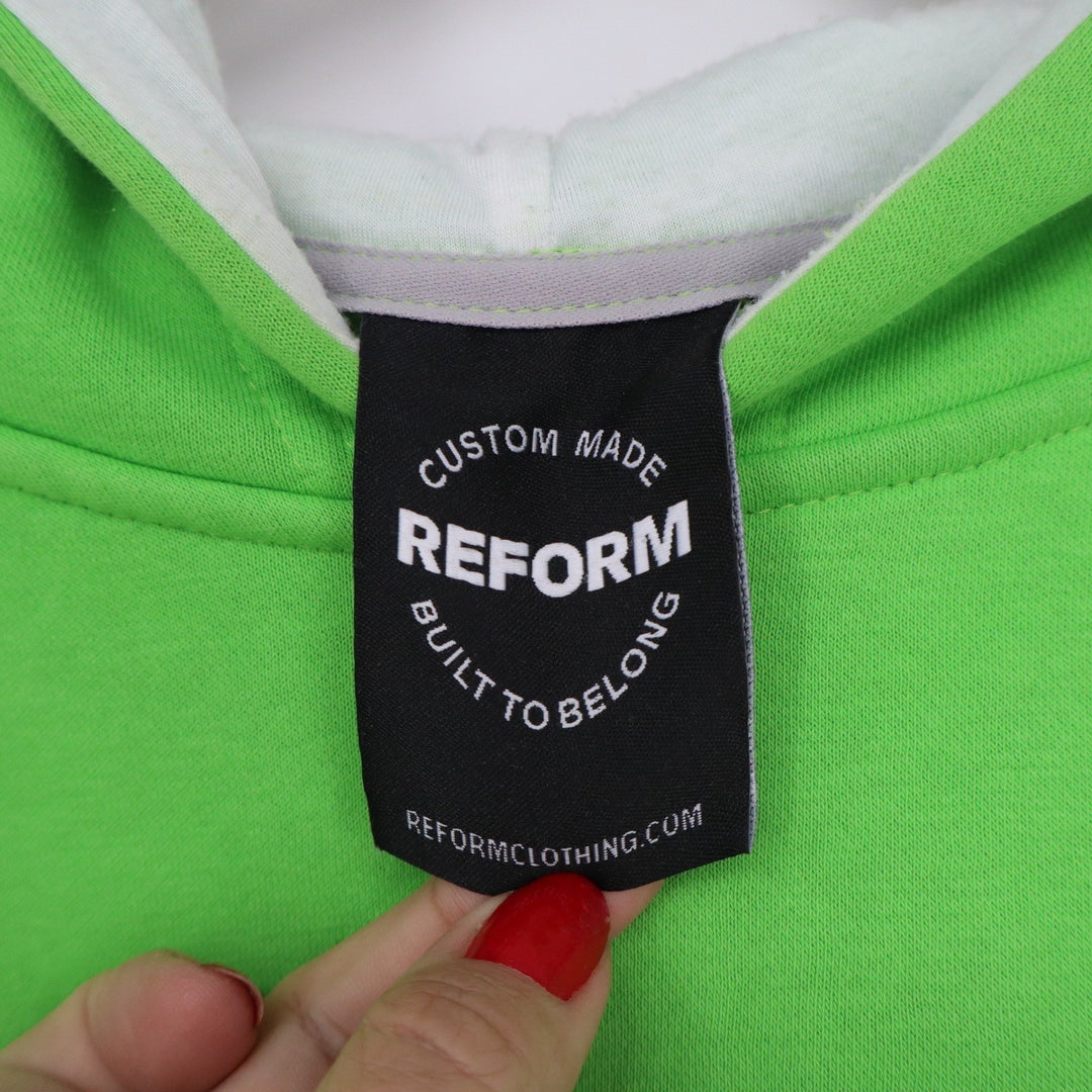 Reform Clothing Biomea Fusion Hoodie Mens Medium Lime Green Pullover Sweatshirt