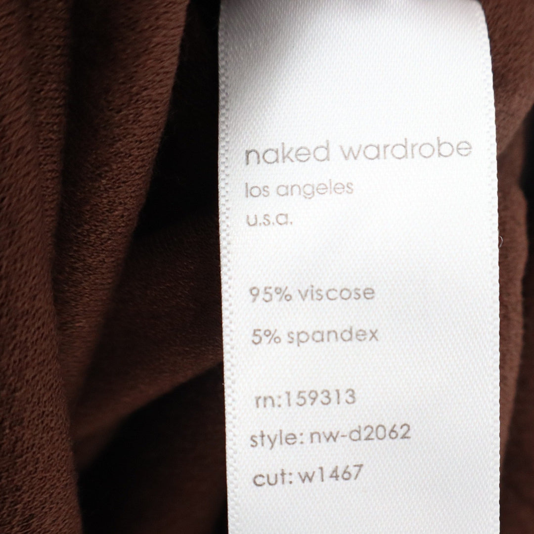 Naked Wardrobe Chocolate Brown One Shoulder Bodycon Mini Dress Size L