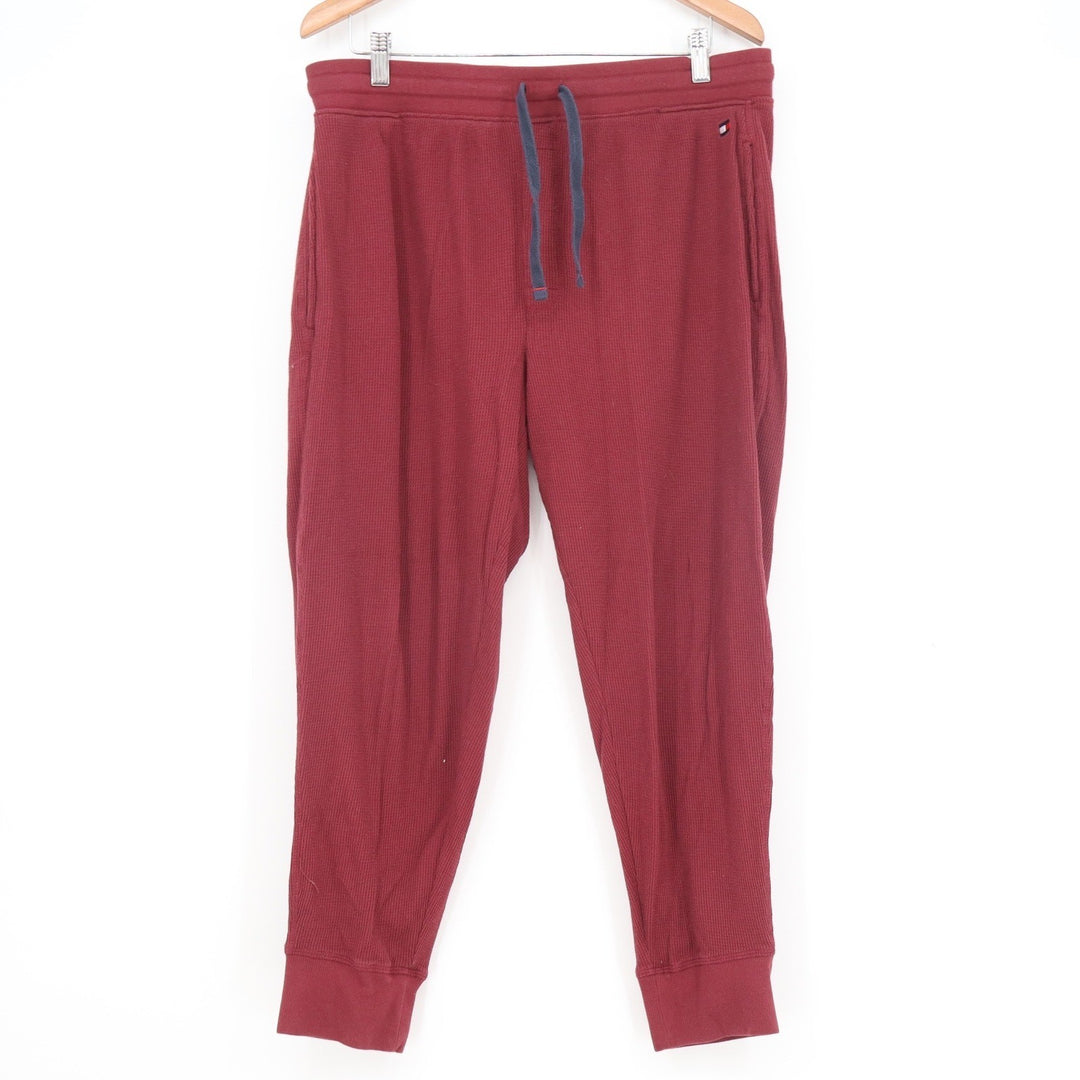 Tommy Hilfiger Mens Burgundy Waffle Knit Thermal Jogger Lounge Pants Size L