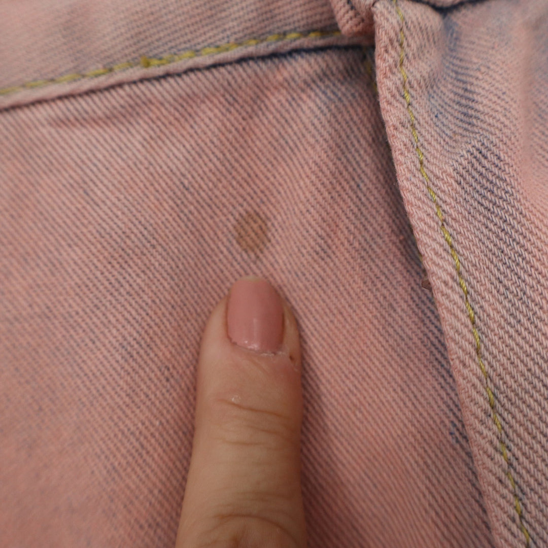 Pink Blue Ombre Distressed Jeans Teddy Bear Varsity Patch Streetwear Size 32