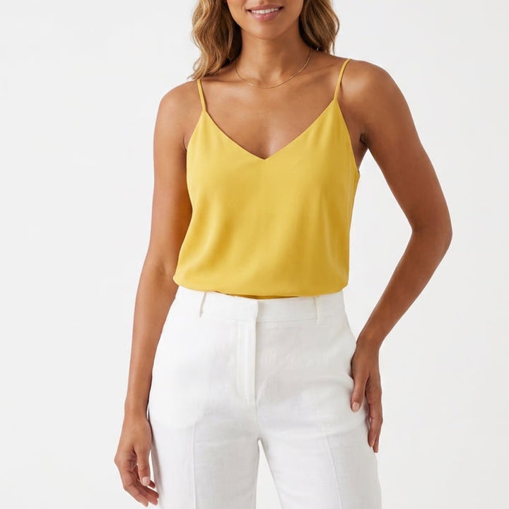 Express Mustard Yellow V-Neck Adjustable Spaghetti Strap Camisole Top Medium