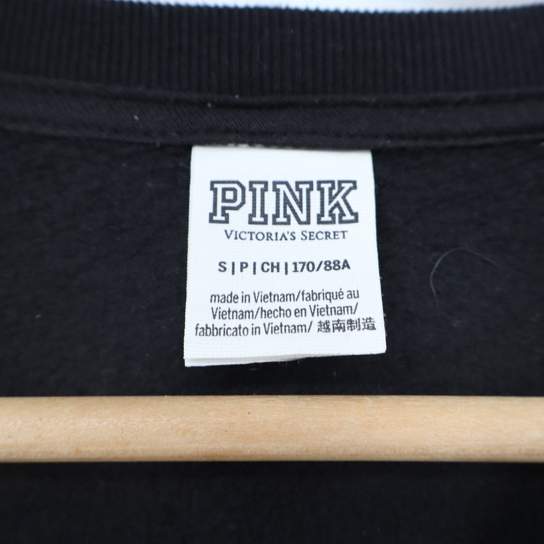 Victoria's Secret PINK Colorblock Sweatshirt Black Grey Love Pink Graphic Small