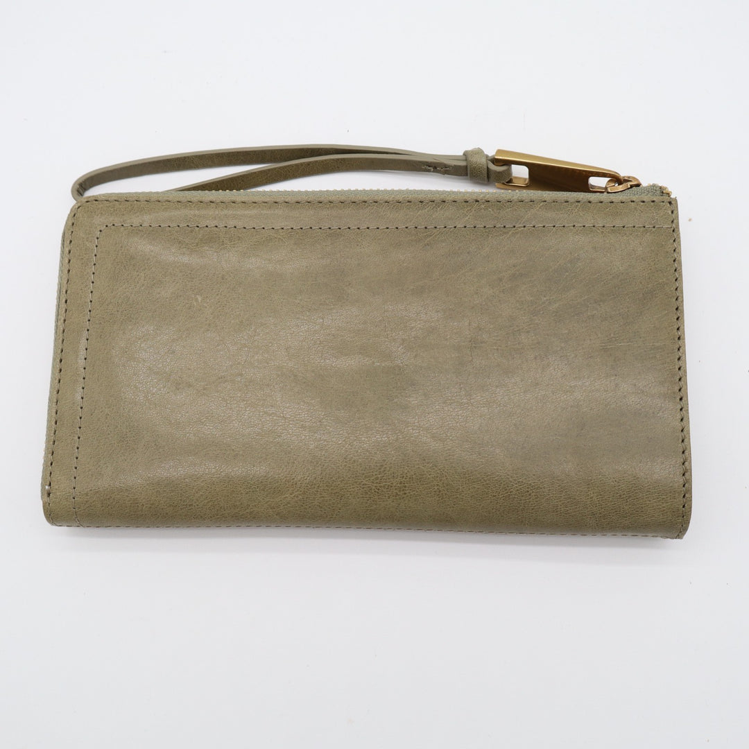 Margot New York Gabby Single Women's Green Leather Zip Around Wristlet Wallet