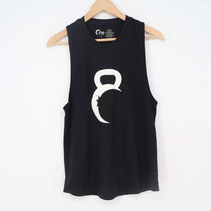 ZYIA Active Muscle Tank Women S Kettlebell Graphic Black Sleeveless Excellent