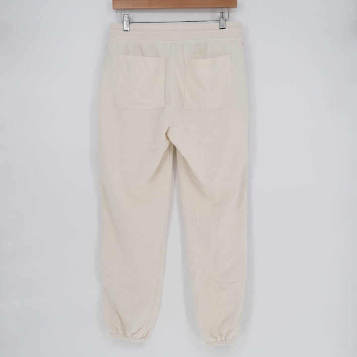 Lou & Grey Jogger Pants Womens Small Cream Side Stripe Cotton French Terry Lined