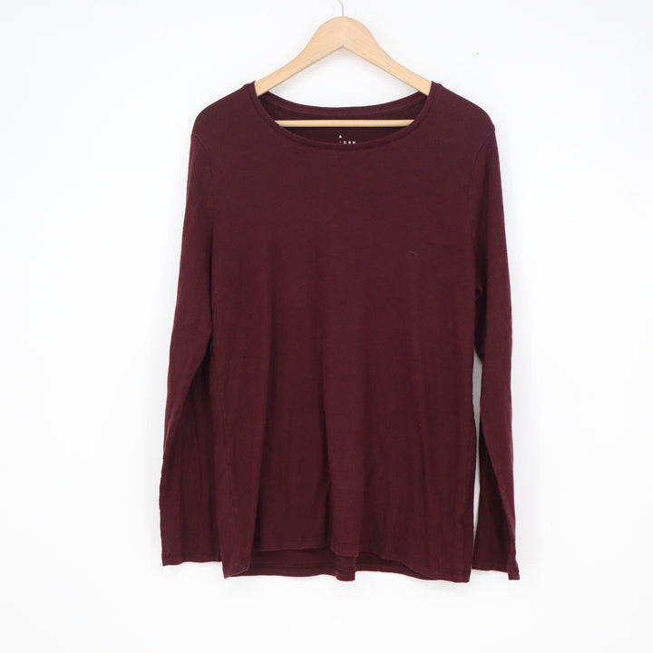 A New Day Womens XXL Long Sleeve Crew Neck T-Shirt Burgundy Modal Blend 10749