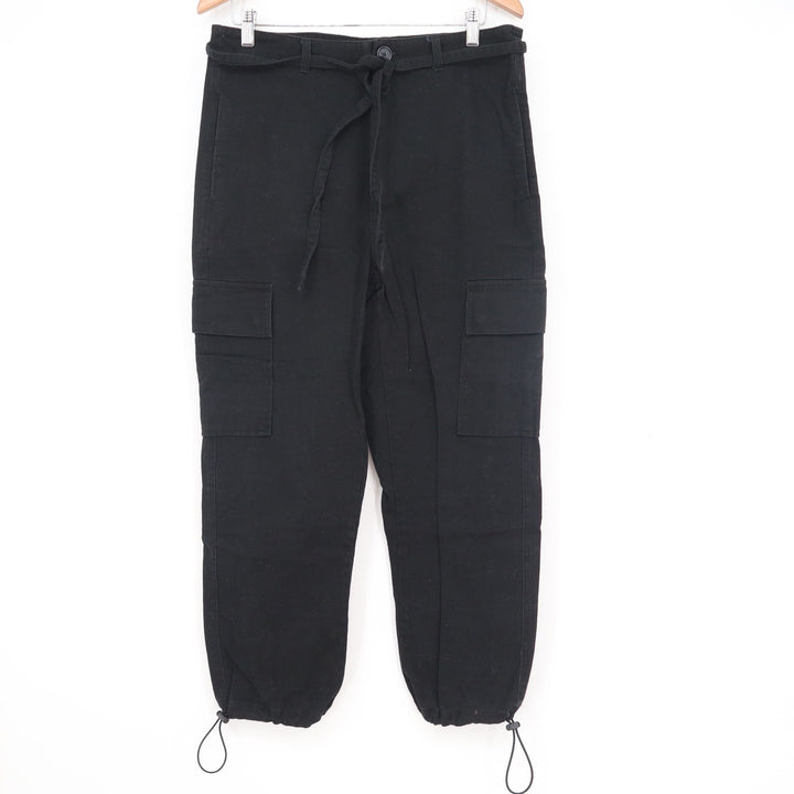 Elwood Mens Black Cotton Cargo Pants Drawstring Bungee Ankle Size 32 Streetwear