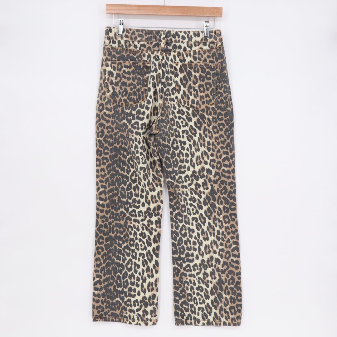 OAT New York Jeans Womens 4x27 Brown Black Leopard Print Cotton Stretch Straight