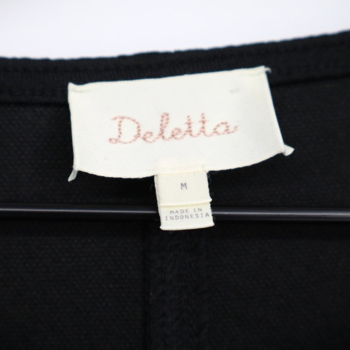 Deletta T-Shirt Womens Medium Black Ruched Front Short Sleeve Round Neck Outdoor