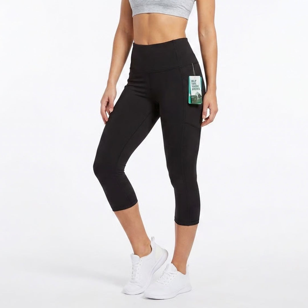 DSG Womens Momentum High Rise Crop Leggings Pure Black DAW12328B 2XS New