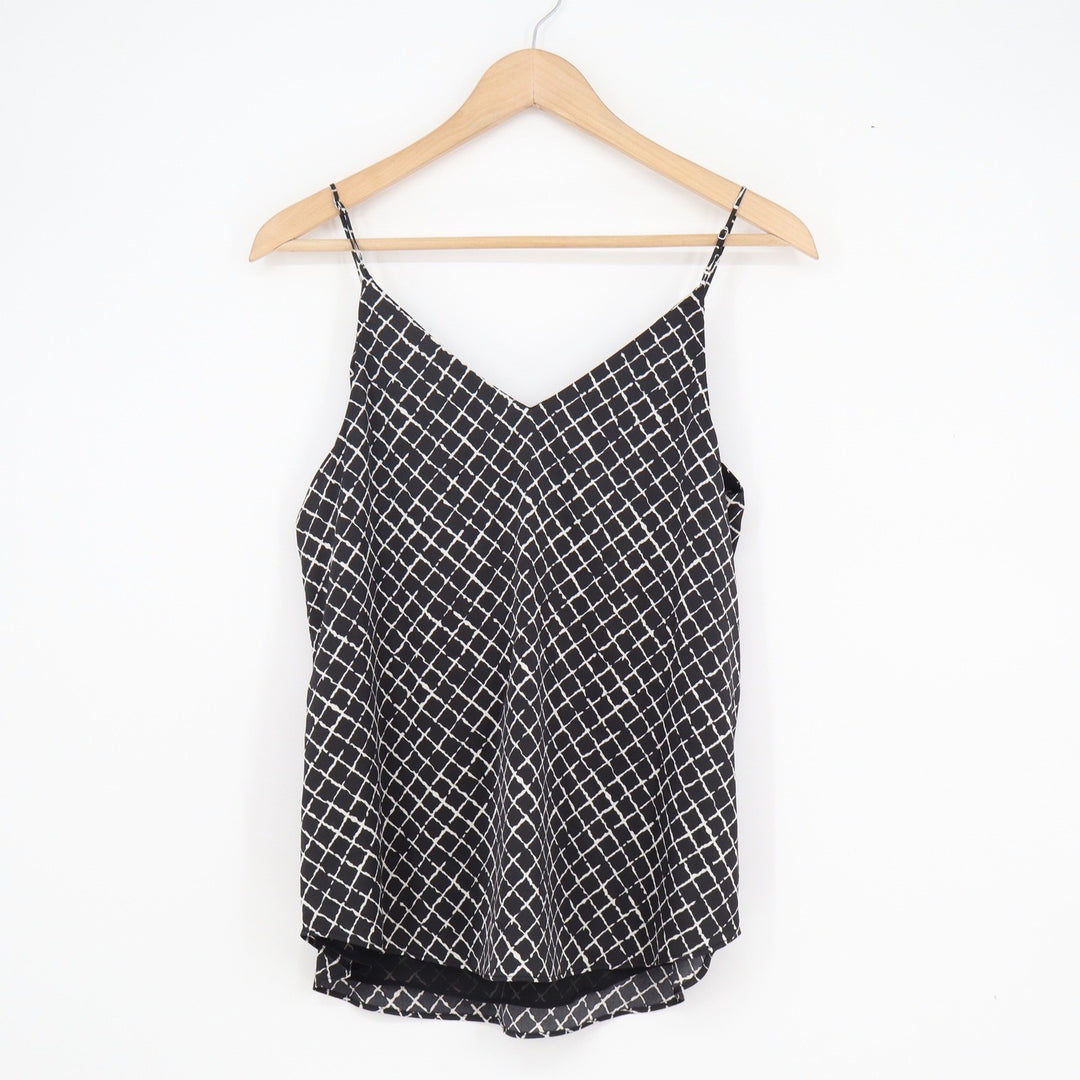 Express Womens Black White Grid V-Neck Camisole Conscious Edit Small