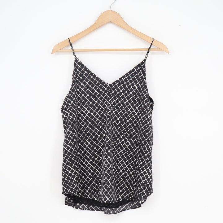 Express Womens Black White Grid V-Neck Camisole Conscious Edit Small