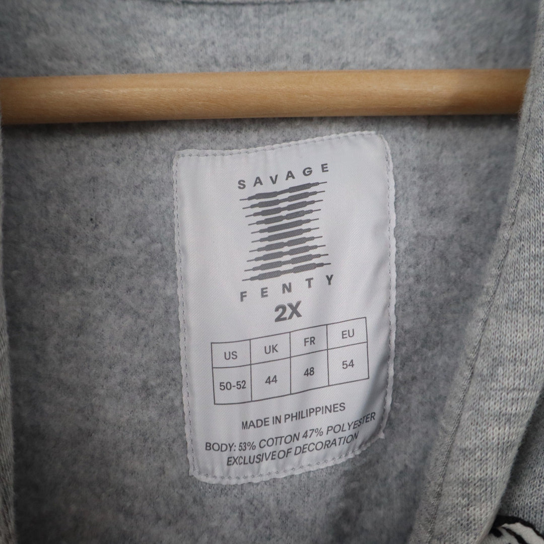 Savage X Fenty Womens 2X Oversized Hoodie Heather Gray Logo Sweatshirt