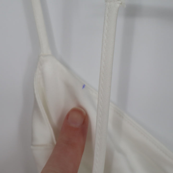 Zara Maxi Dress Womens Small White Sleeveless Cut-Out Back Spaghetti Straps
