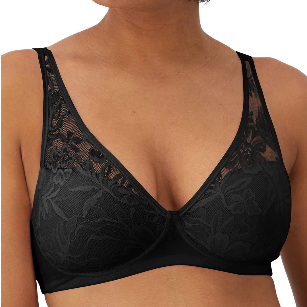 Bali Breathe T-Shirt Bra Womens S Black Lace Detail Adjustable Strap Underwire