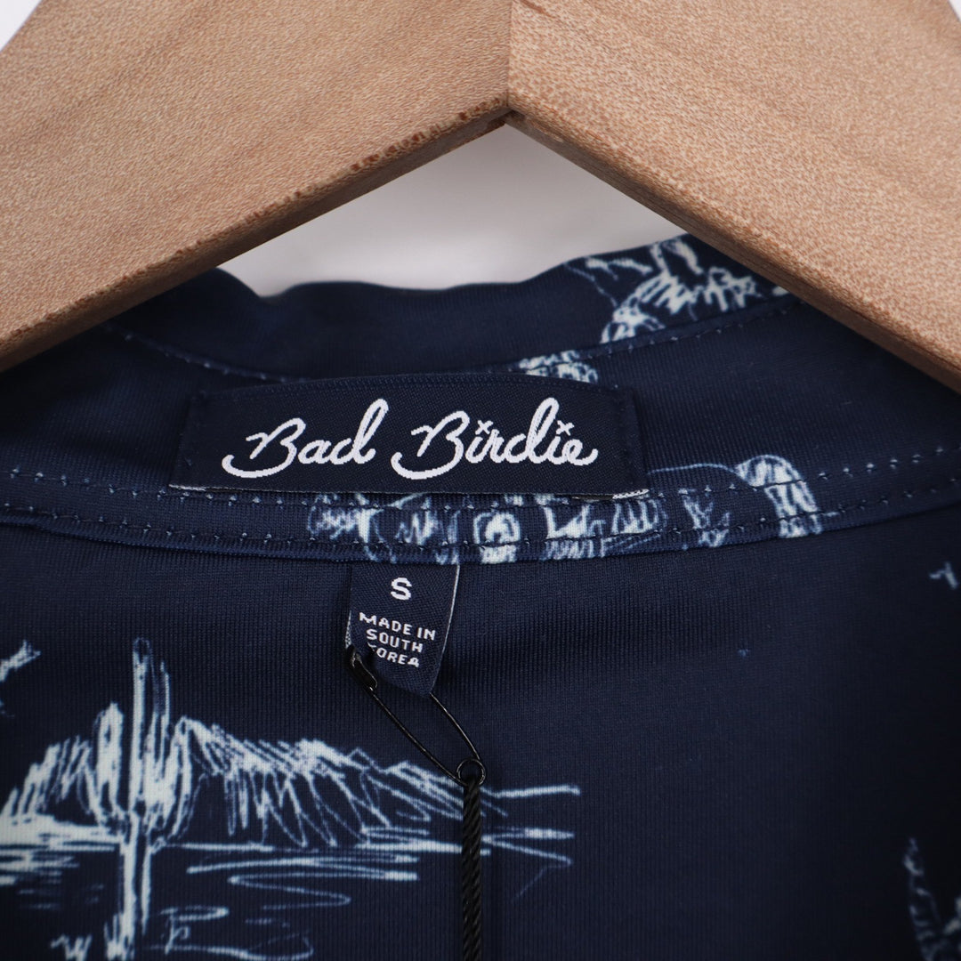 Bad Birdie Mens Yeehaw Dark Navy Cowboy Print Golf Polo Shirt S