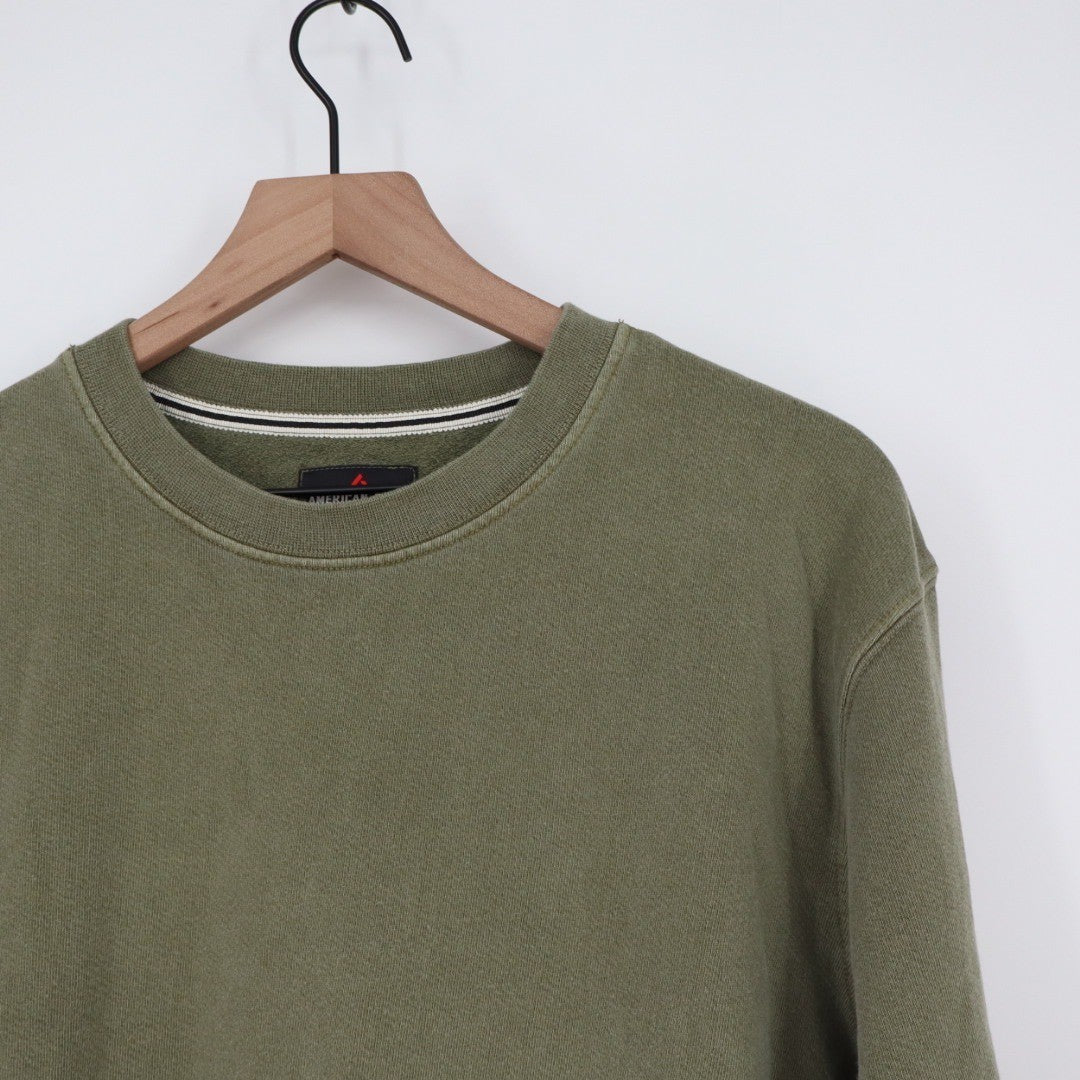 American Giant Crewneck Sweatshirt Olive Green Made in USA Casual Size S
