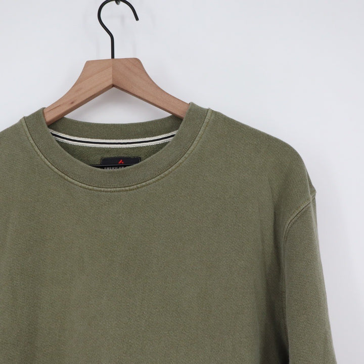 American Giant Crewneck Sweatshirt Olive Green Made in USA Casual Size S