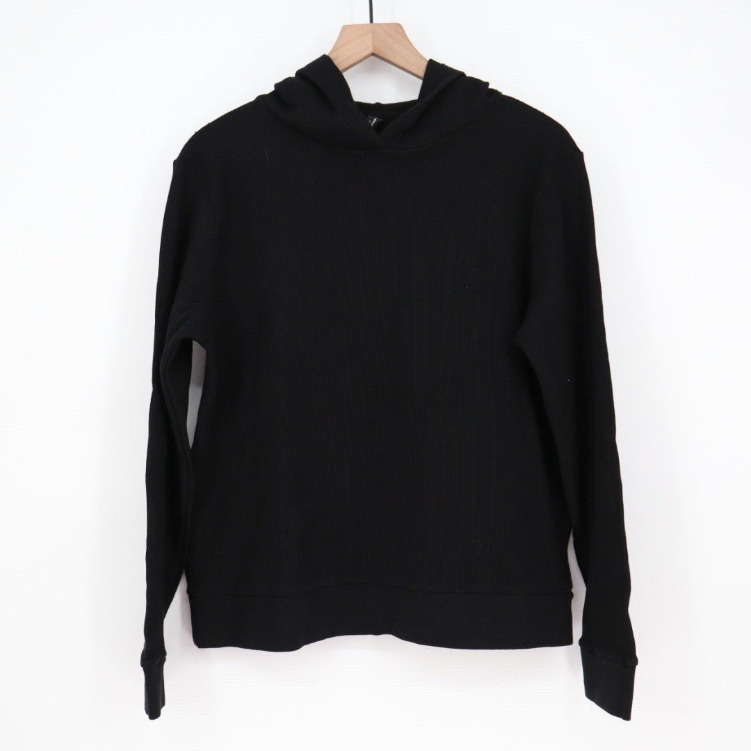 American Giant Women's Thermal Pullover Black Size L Made In USA