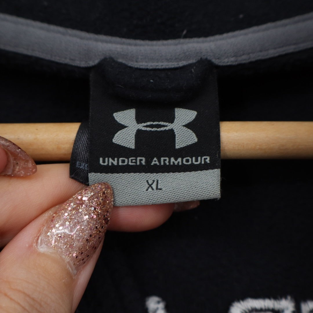 Under Armour Fleece Jacket Men XL Black Quarter Zip Mock Neck Long Sleeve Active