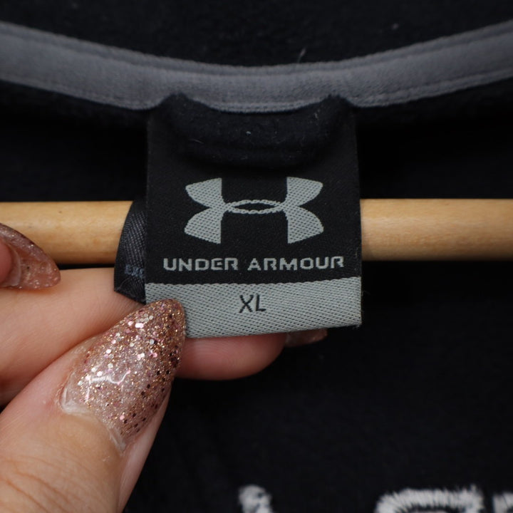 Under Armour Fleece Jacket Men XL Black Quarter Zip Mock Neck Long Sleeve Active