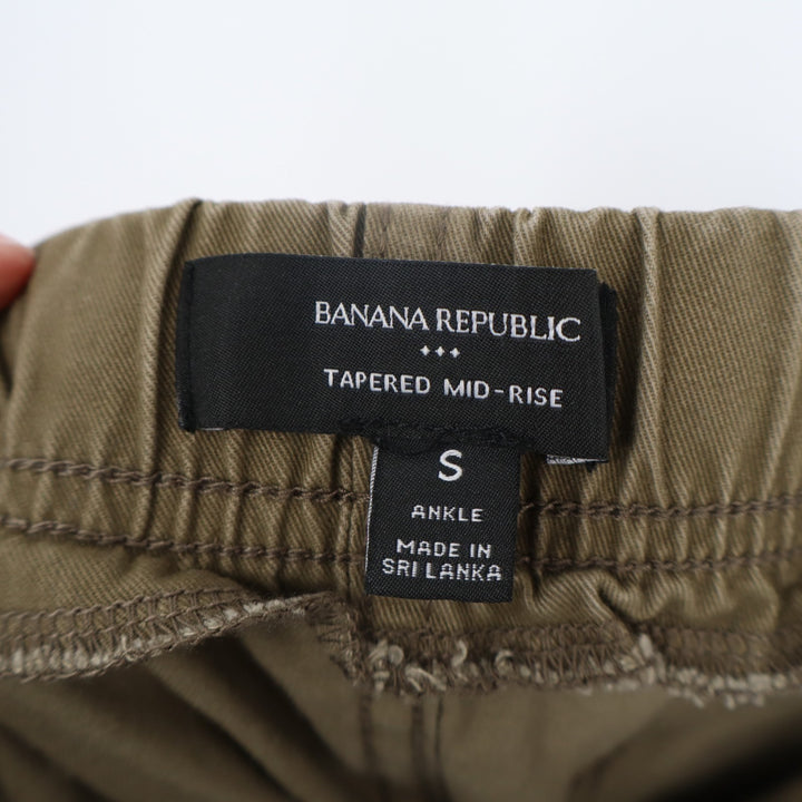 Banana Republic Ankle Pants Womens Small Khaki Drawstring Mid Rise Tapered Leg
