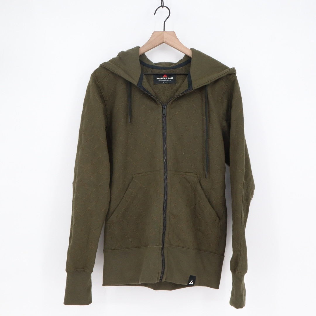 American Giant Diamond Stitch Classic Full Zip Hoodie Mens Small Olive Green