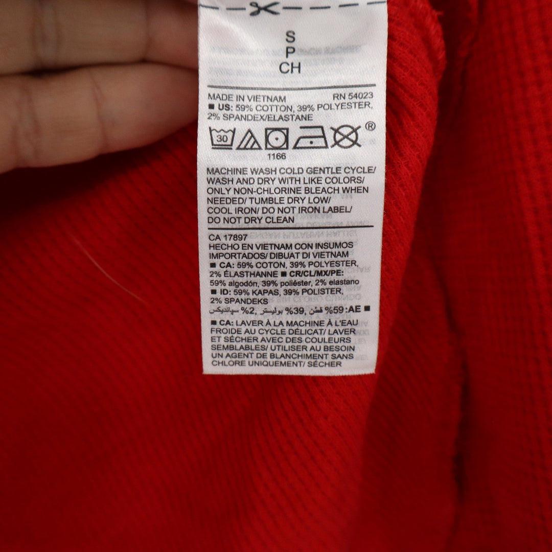 Old Navy Mens Small Red Waffle Knit Thermal Long Sleeve Crew Neck Shirt