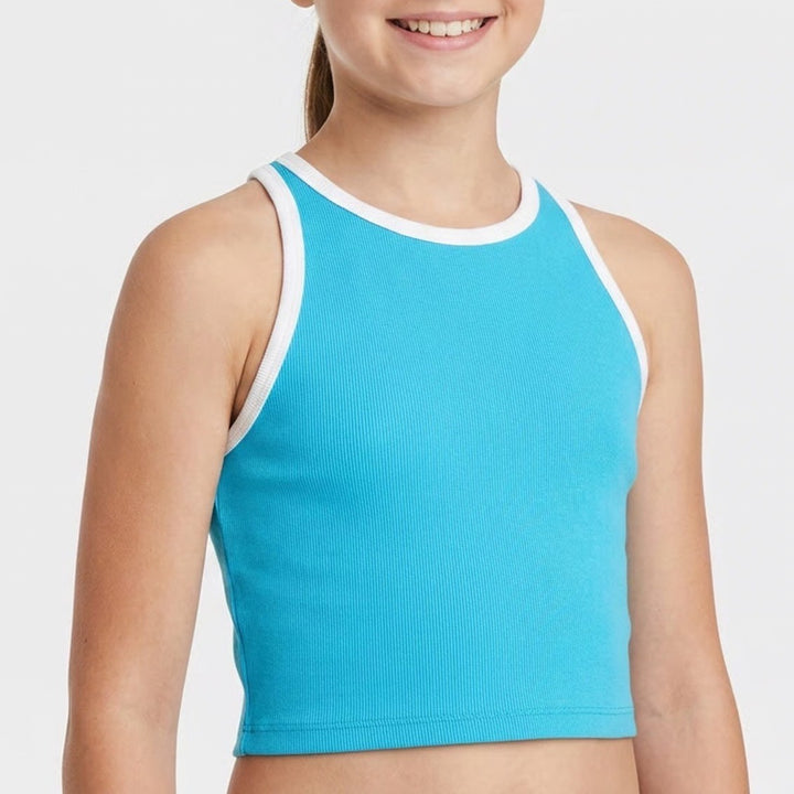DSG Girls Momentum Shelf Bra Tank-Bound Aqua Blue Racerback Top Size M