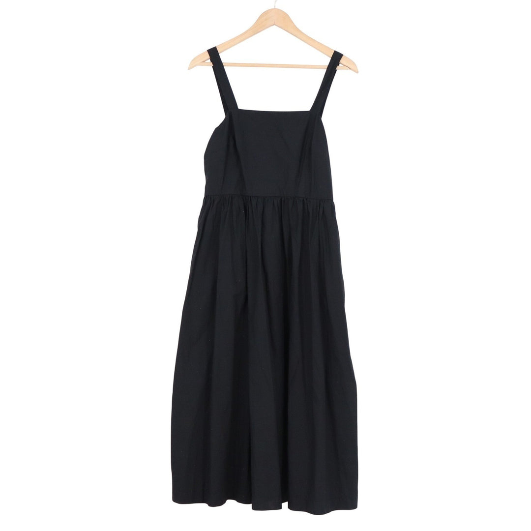 A New Day Black Cotton Square Neck Smocked Back Midi Dress Womens Medium