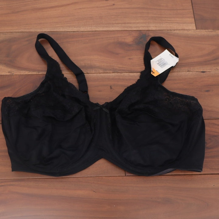 Lilyette by Bali Comfort Lace Minimizer Underwire Bra Womens 44D Black Nylon