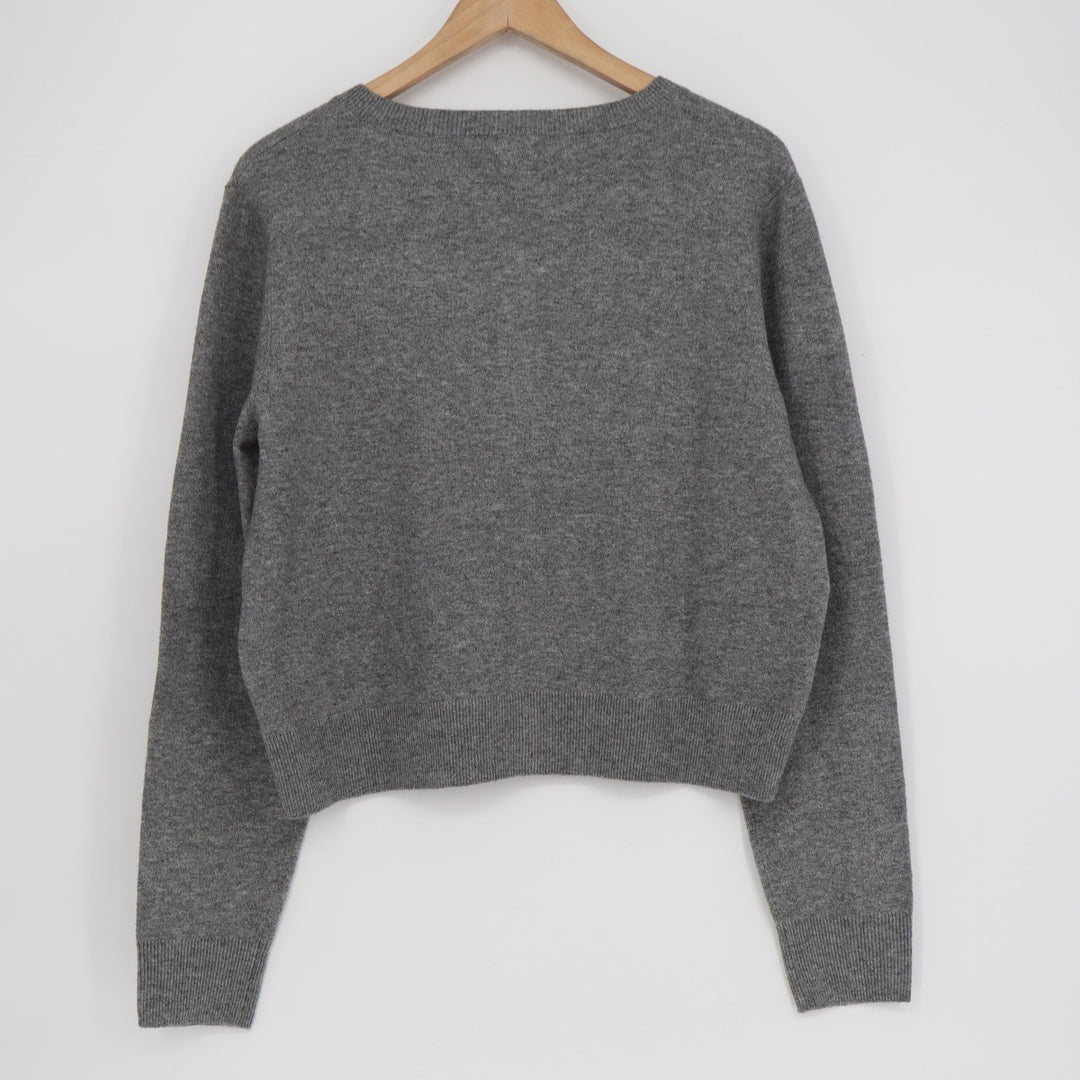 A New Day Gray Button Front Crewneck Cardigan Sweater Womens Medium