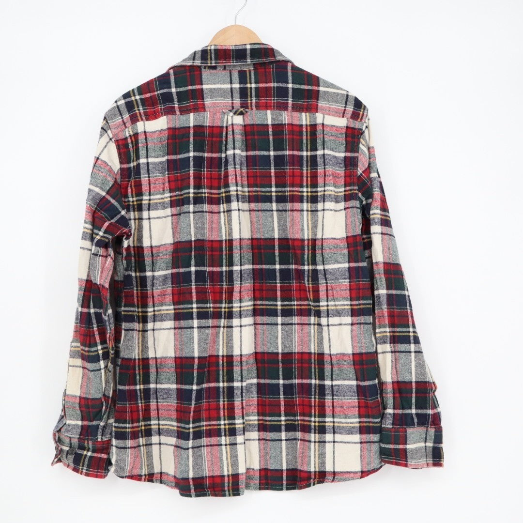 Eddie Bauer Flannel Shirt Mens Large Multi Plaid Cotton Spread Collar Button Up