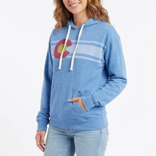 Colorado Limited Hoodie Women XL Blue Cotton Drawstring Kangaroo Pocket Pullover