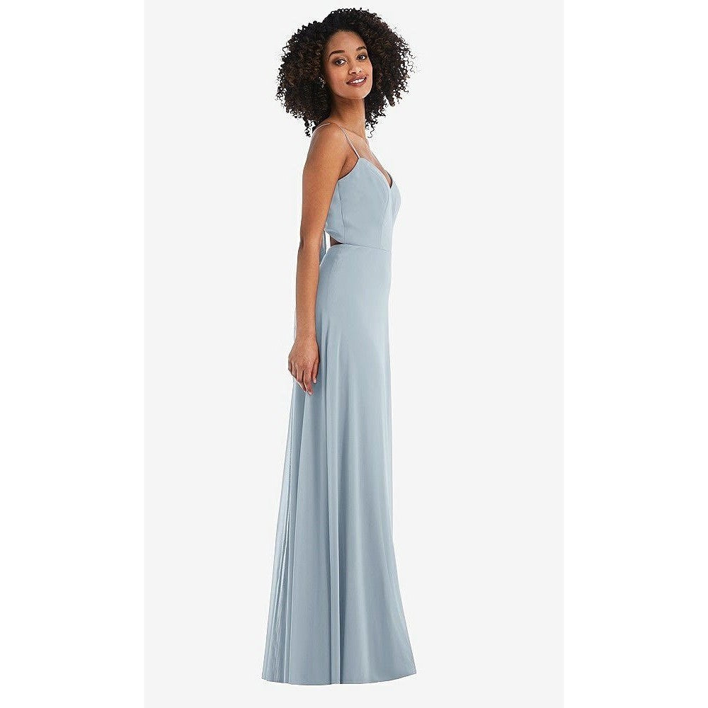 After Six Tie-Back Cutout Maxi Dress With Front Slit In Mist Size 14