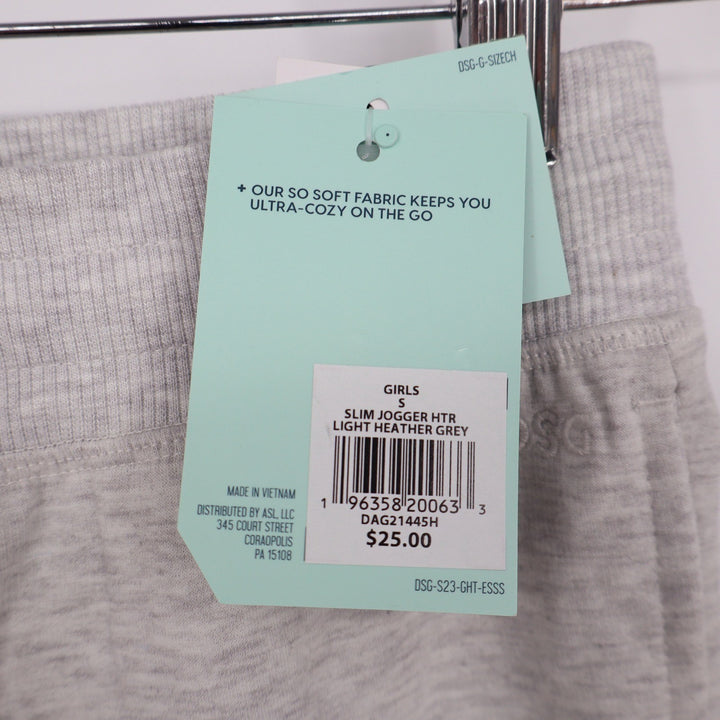 DSG Girls Slim Jogger HTR Light Heather Grey So Soft Sweatpants Size S