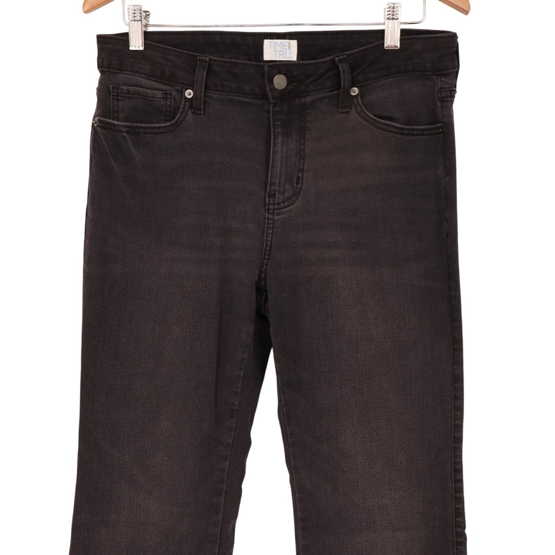 Time and Tru Bootcut Jeans Womens 10 Black Denim Cotton Stretch Mid Rise Travel