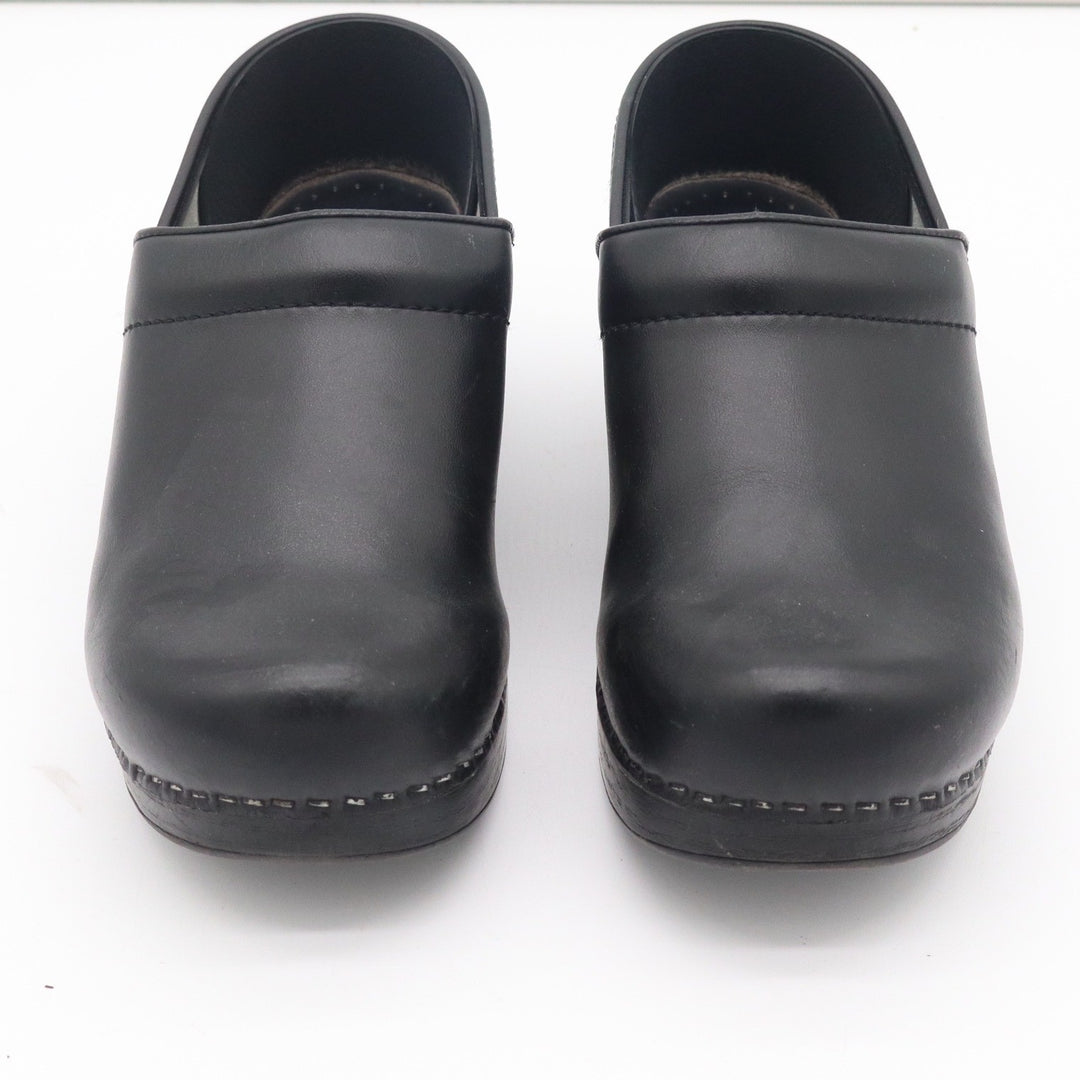 Dansko Professional Black Leather Clogs Womens Size 38 Comfort Shoes Slip On